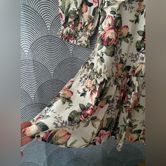 Vici Peachy/Pink Rose Floral Puff Sleeve Dress - Picture 9 of 9